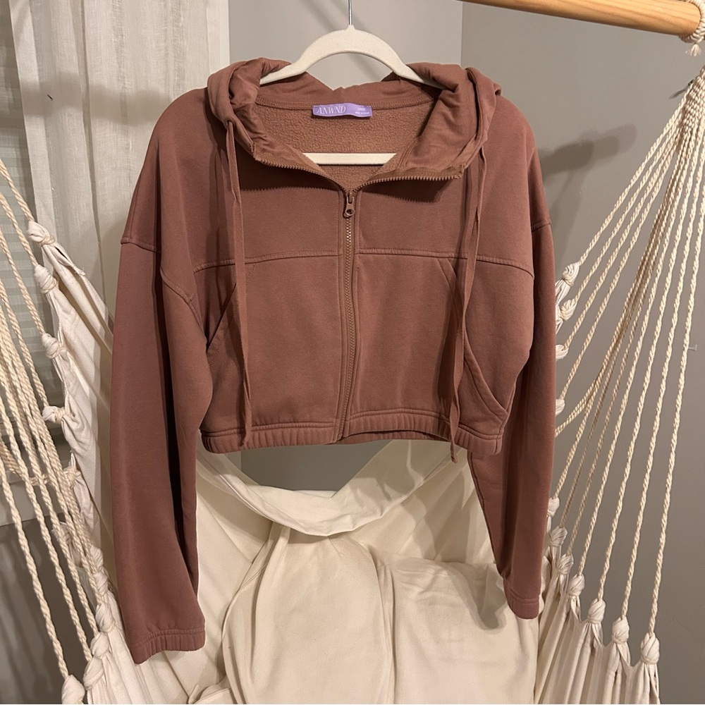 Women's Brown Cropped Hoodie